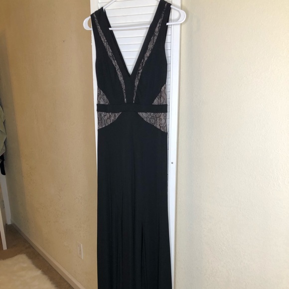 BCBG MAXAZRIA Black Evening Gown with lace inserts - Picture 2 of 5